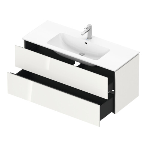 Duravit Meuble sous lavabo L-Cube 122x48,1 cm, blanc brillant, 2 tiroirs, suspendu
