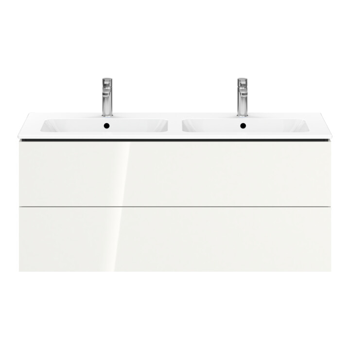Duravit Meuble sous lavabo L-Cube 122x48,1 cm, blanc brillant, 2 tiroirs, suspendu