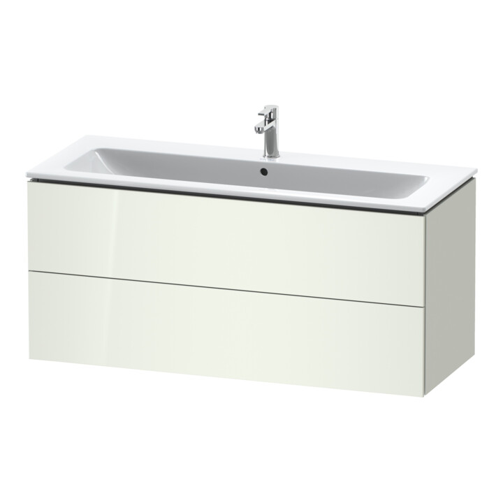 Duravit Meuble sous lavabo L-Cube 122x48,1 cm, blanc brillant, 2 tiroirs, suspendu