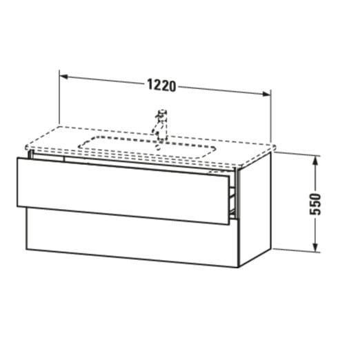 Duravit Meuble sous lavabo L-Cube 122x48,1 cm, blanc mat, 2 tiroirs, suspendu