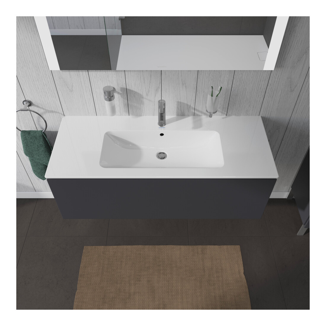 Duravit Meuble sous lavabo L-Cube 122x48,1 cm, graphite mat, 1 tiroir, suspendu