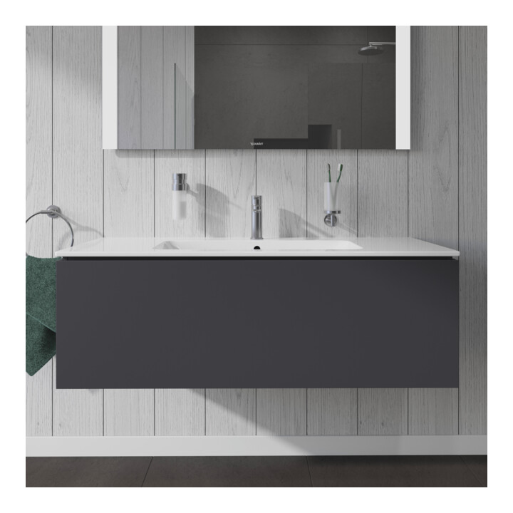 Duravit Meuble sous lavabo L-Cube 122x48,1 cm, graphite mat, 1 tiroir, suspendu