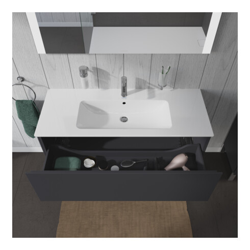 Duravit Meuble sous lavabo L-Cube 122x48,1 cm, graphite mat, 1 tiroir, suspendu