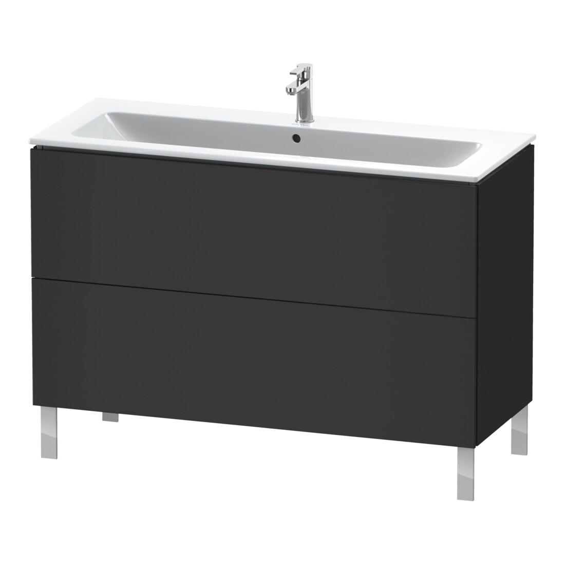 Duravit Meuble sous-lavabo L-Cube 122x48,1 cm, graphite mat, 2 tiroirs, debout