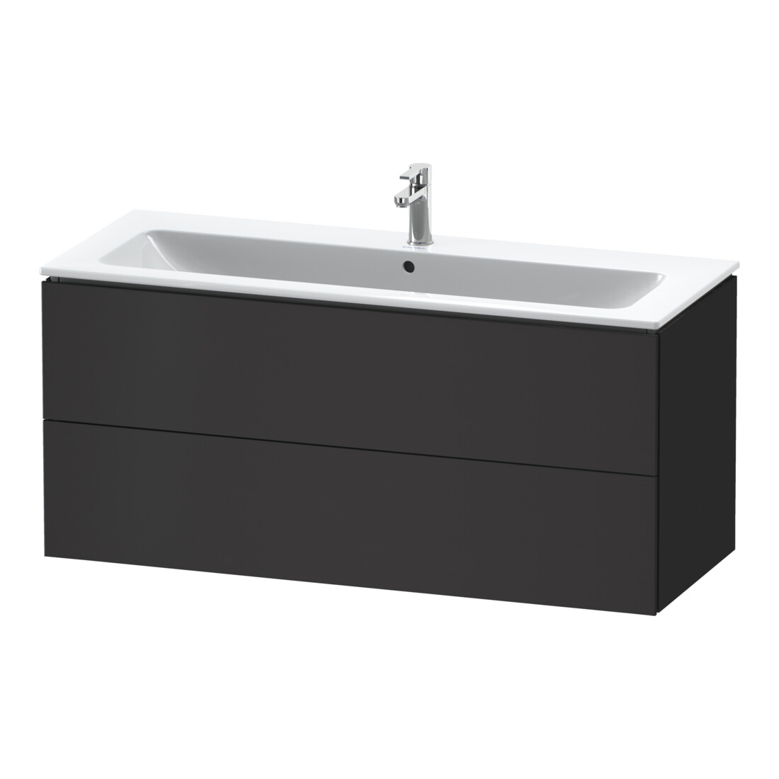 Duravit Meuble sous lavabo L-Cube 122x48,1 cm, graphite mat, 2 tiroirs, suspendu