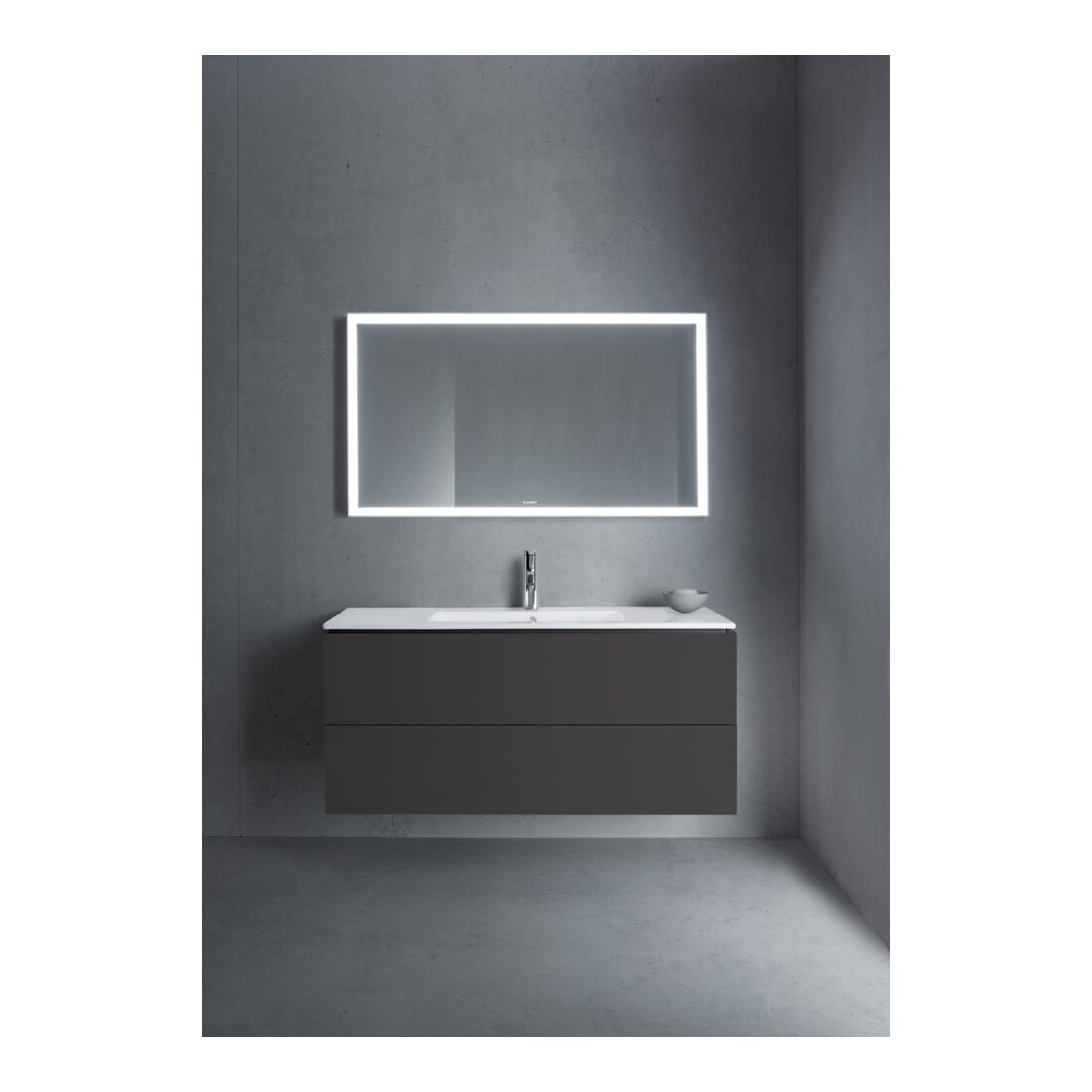 Duravit Meuble sous lavabo L-Cube 122x48,1 cm, graphite mat, 2 tiroirs, suspendu