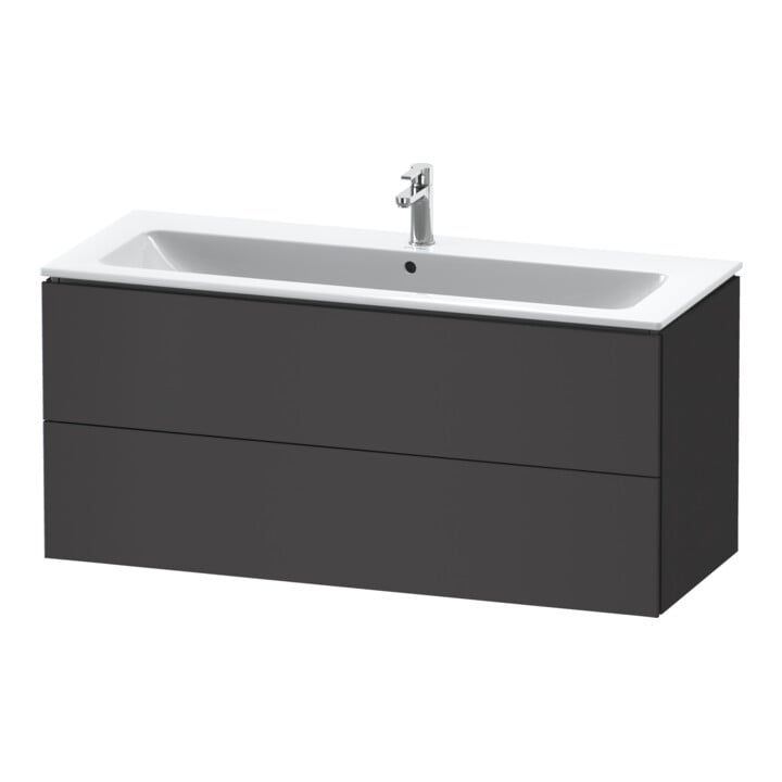 Duravit Meuble sous lavabo L-Cube 122x48,1 cm, graphite mat, 2 tiroirs, suspendu