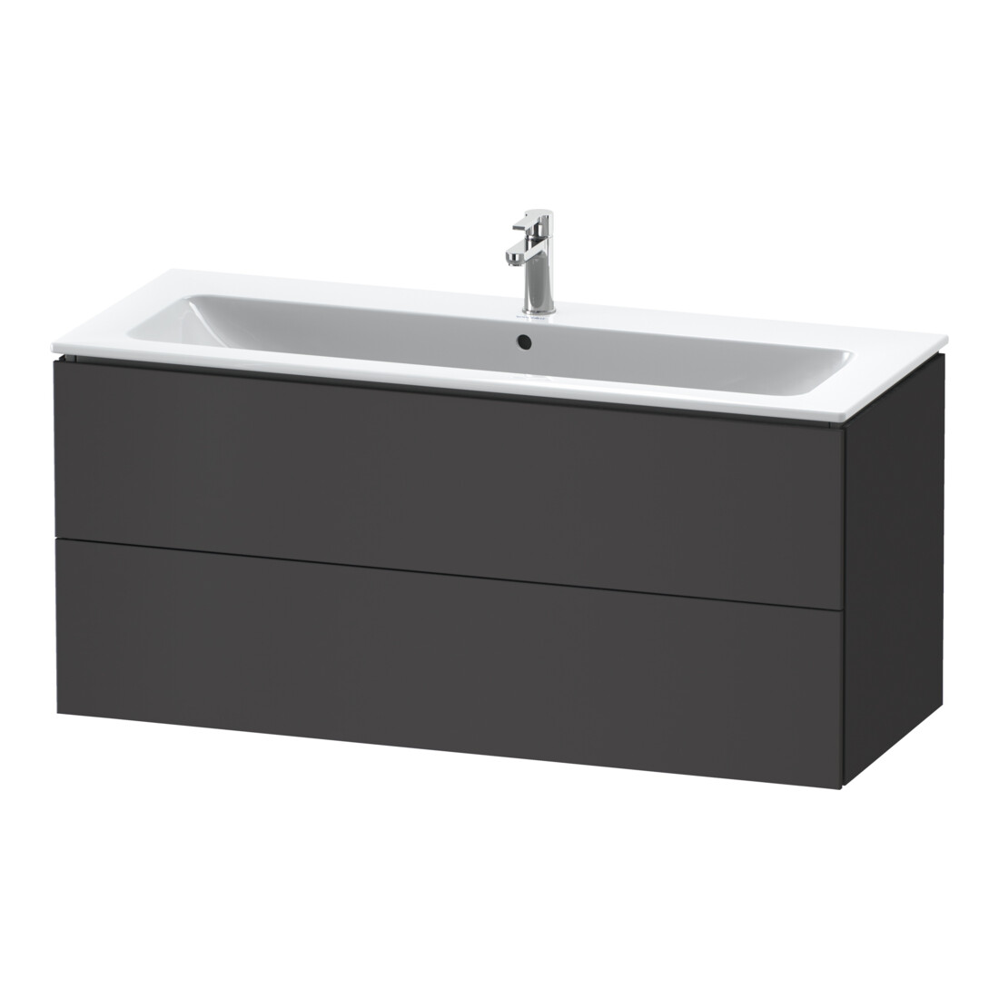 Duravit Meuble sous lavabo L-Cube 122x48,1 cm, graphite mat, 2 tiroirs, suspendu
