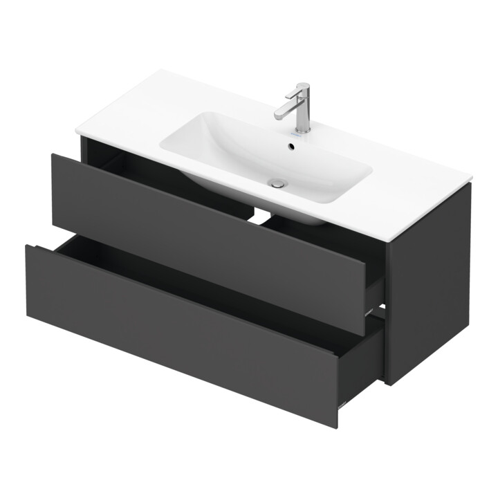 Duravit Meuble sous lavabo L-Cube 122x48,1 cm, graphite mat, 2 tiroirs, suspendu