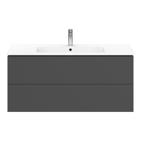 Duravit Meuble sous lavabo L-Cube 122x48,1 cm, graphite mat, 2 tiroirs, suspendu