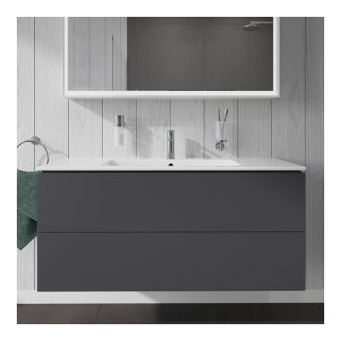 Duravit Meuble sous lavabo L-Cube 122x48,1 cm, graphite mat, 2 tiroirs, suspendu