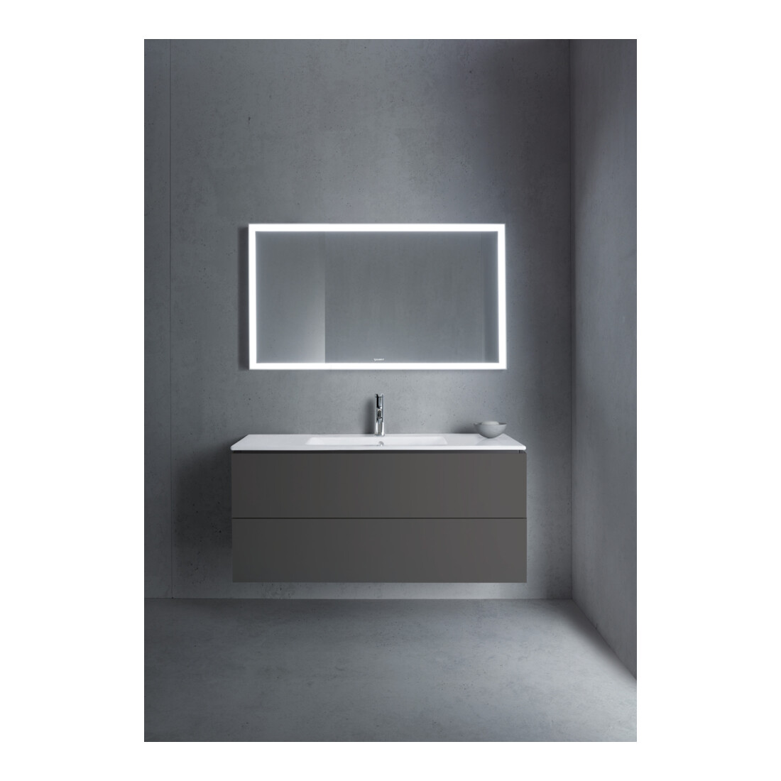 Duravit Meuble sous lavabo L-Cube 122x48,1 cm, graphite mat, 2 tiroirs, suspendu