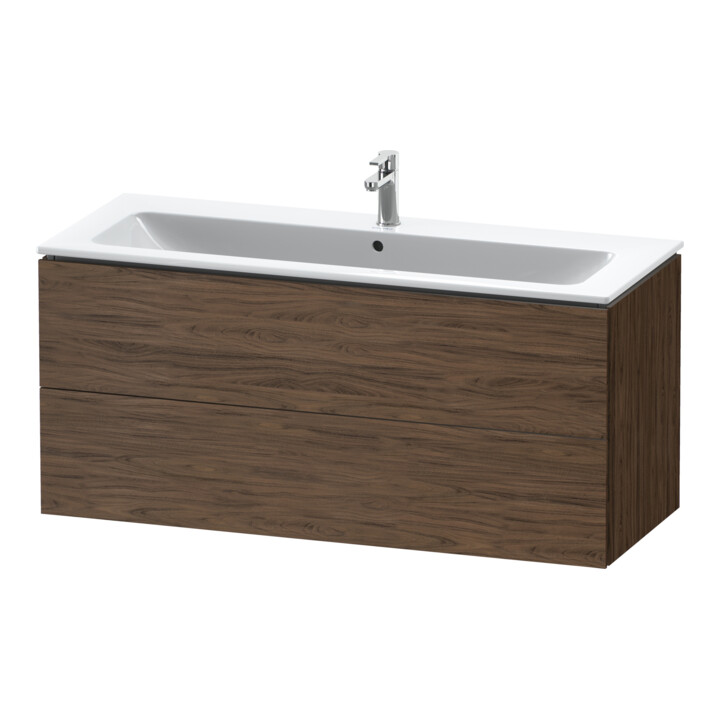 Duravit Meuble sous-lavabo L-Cube 122x48,1 cm, noyer foncé, 2 tiroirs, suspendu