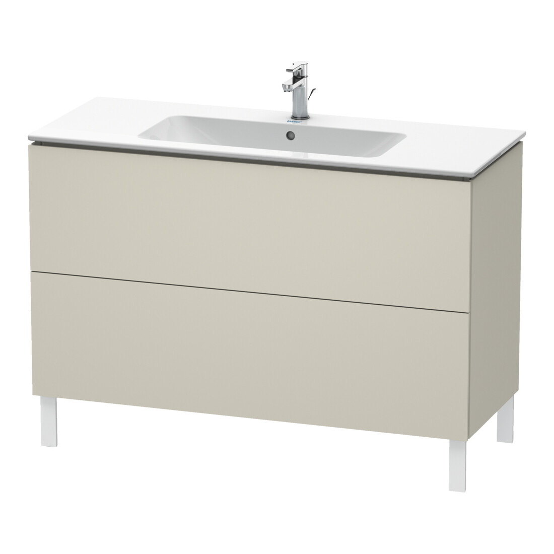 Duravit Meuble sous lavabo L-Cube 122x48,1 cm, tau mat, 2 tiroirs, sur pied