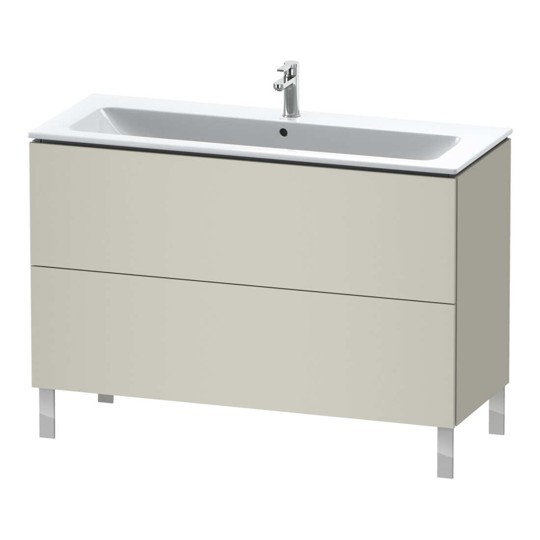 Duravit Meuble sous lavabo L-Cube 122x48,1 cm, taupe mat, 2 tiroirs, sur pied