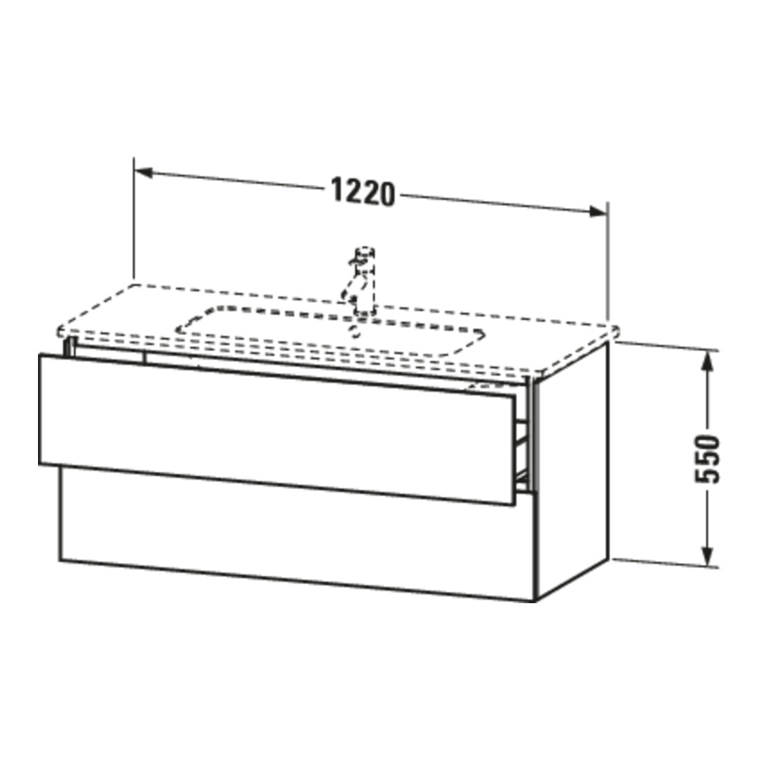Duravit Meuble sous-lavabo L-Cube 122x48,1cm, bas. ma, 2 tiroirs, suspendu