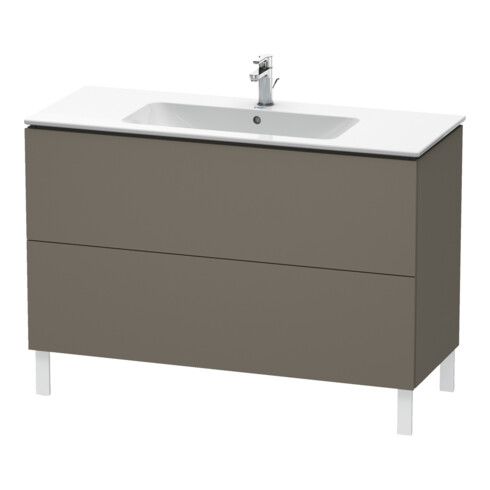 Duravit Meuble sous-lavabo L-Cube 122x48,1cm, gris mat, 2 tiroirs, debout