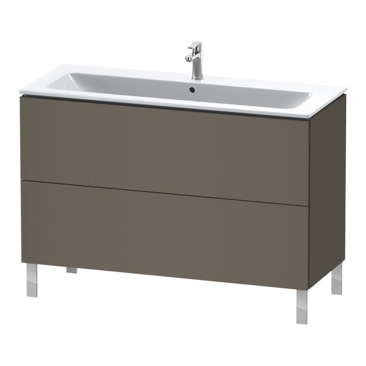 Duravit Meuble sous-lavabo L-Cube 122x48,1cm, gris mat, 2 tiroirs, debout