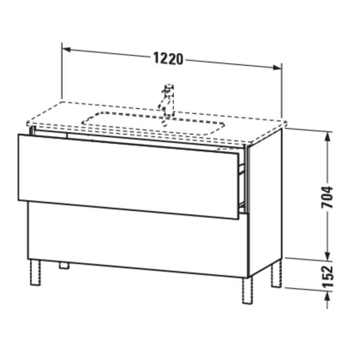 Duravit Meuble sous-lavabo L-Cube 122x48,1cm, gris mat, 2 tiroirs, debout