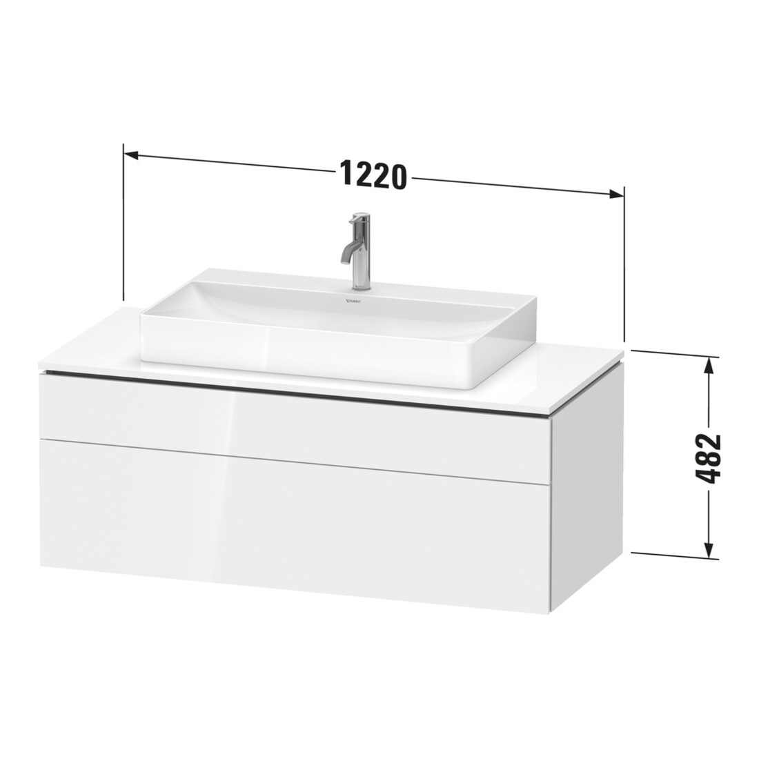 Duravit Meuble sous lavabo L-Cube 122x55 cm, N d, 1 tiroir, 1 coulissant, suspendu