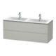 Duravit Meuble sous lavabo L-Cube 129x48,1x55 cm, 2 tiroirs, suspendu, béton gris-1