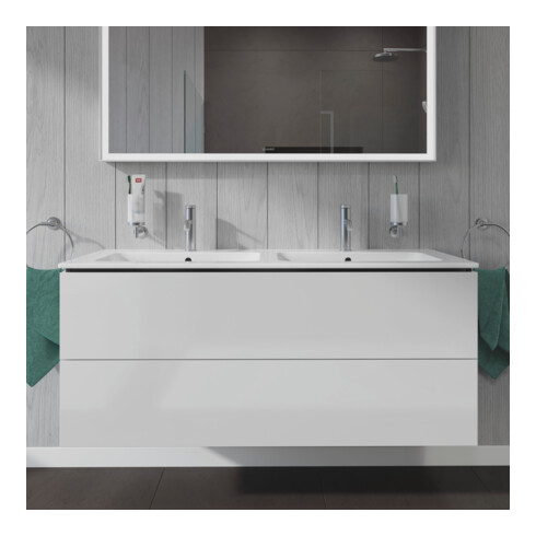 Duravit Meuble sous-lavabo L-Cube 129x48,1x55 cm, 2 tiroirs, suspendu, blanc brillant