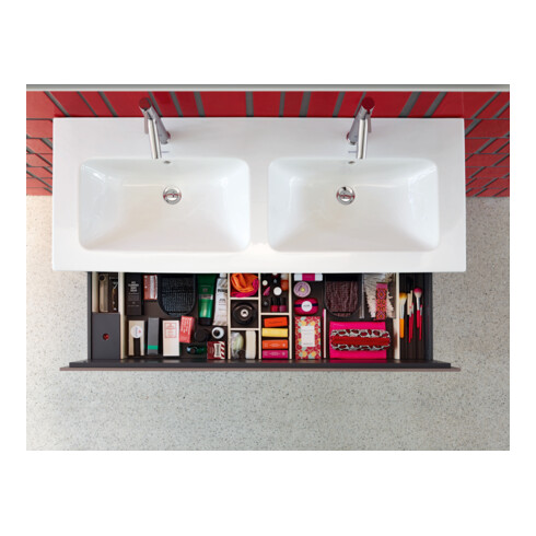 Duravit Meuble sous-lavabo L-Cube 129x48,1x55 cm, 2 tiroirs, suspendu, blanc brillant