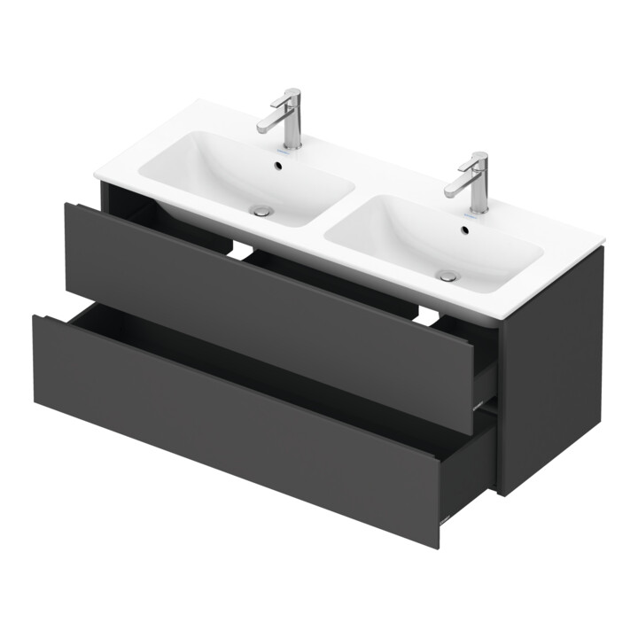 Duravit Meuble sous lavabo L-Cube 129x48,1x55 cm, 2 tiroirs, suspendu, graph ma