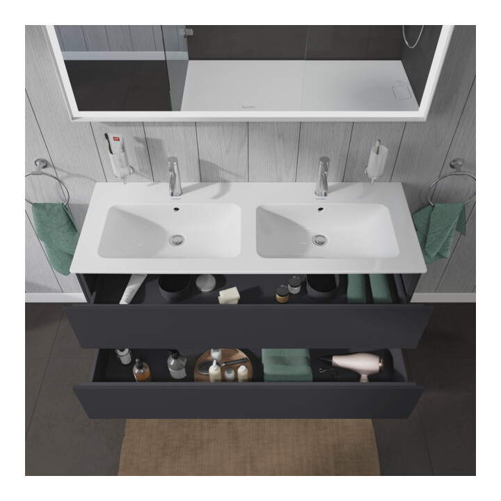 Duravit Meuble sous lavabo L-Cube 129x48,1x55 cm, 2 tiroirs, suspendu, graph ma
