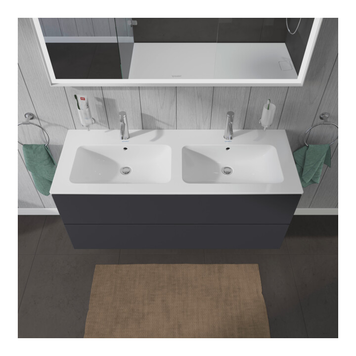 Duravit Meuble sous lavabo L-Cube 129x48,1x55 cm, 2 tiroirs, suspendu, graph ma