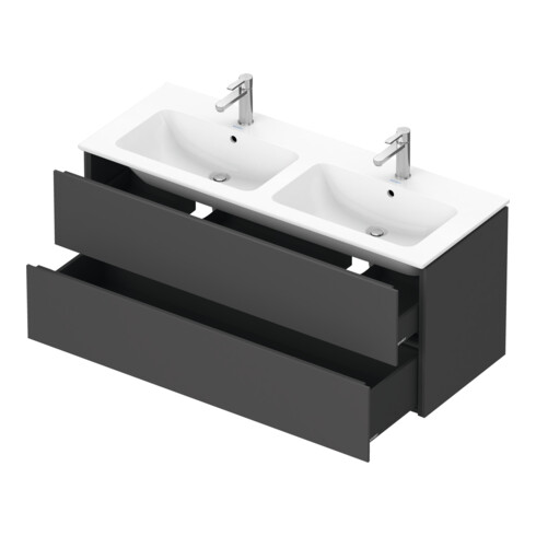 Duravit Meuble sous lavabo L-Cube 129x48,1x55 cm, 2 tiroirs, suspendu, graph ma