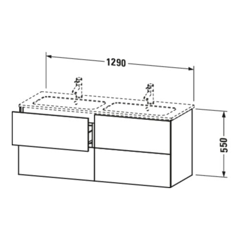 Duravit Meuble sous-lavabo L-Cube 129x48,1x55 cm, 4 tiroirs, suspendu, blanc mat