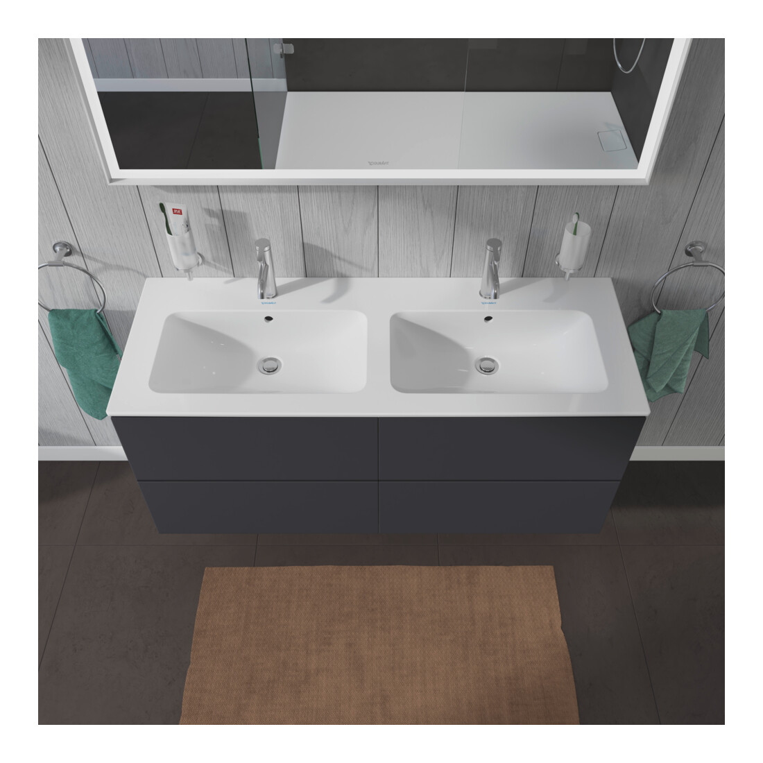 Duravit Meuble sous-lavabo L-Cube 129x48,1x55 cm, 4 tiroirs, suspendu, graph ma