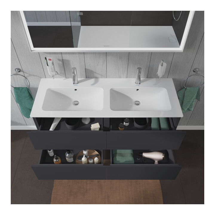 Duravit Meuble sous-lavabo L-Cube 129x48,1x55 cm, 4 tiroirs, suspendu, graph ma