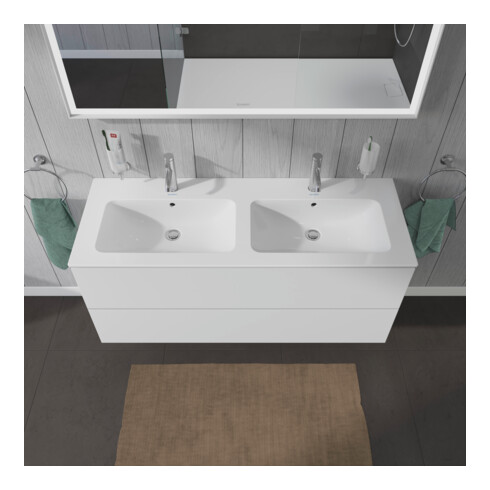 Duravit Meuble sous lavabo L-Cube 129x48,1x55cm, 2 tiroirs, suspendu, blanc mat
