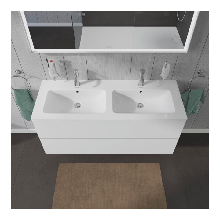 Duravit Meuble sous lavabo L-Cube 129x48,1x55cm, 2 tiroirs, suspendu, blanc mat