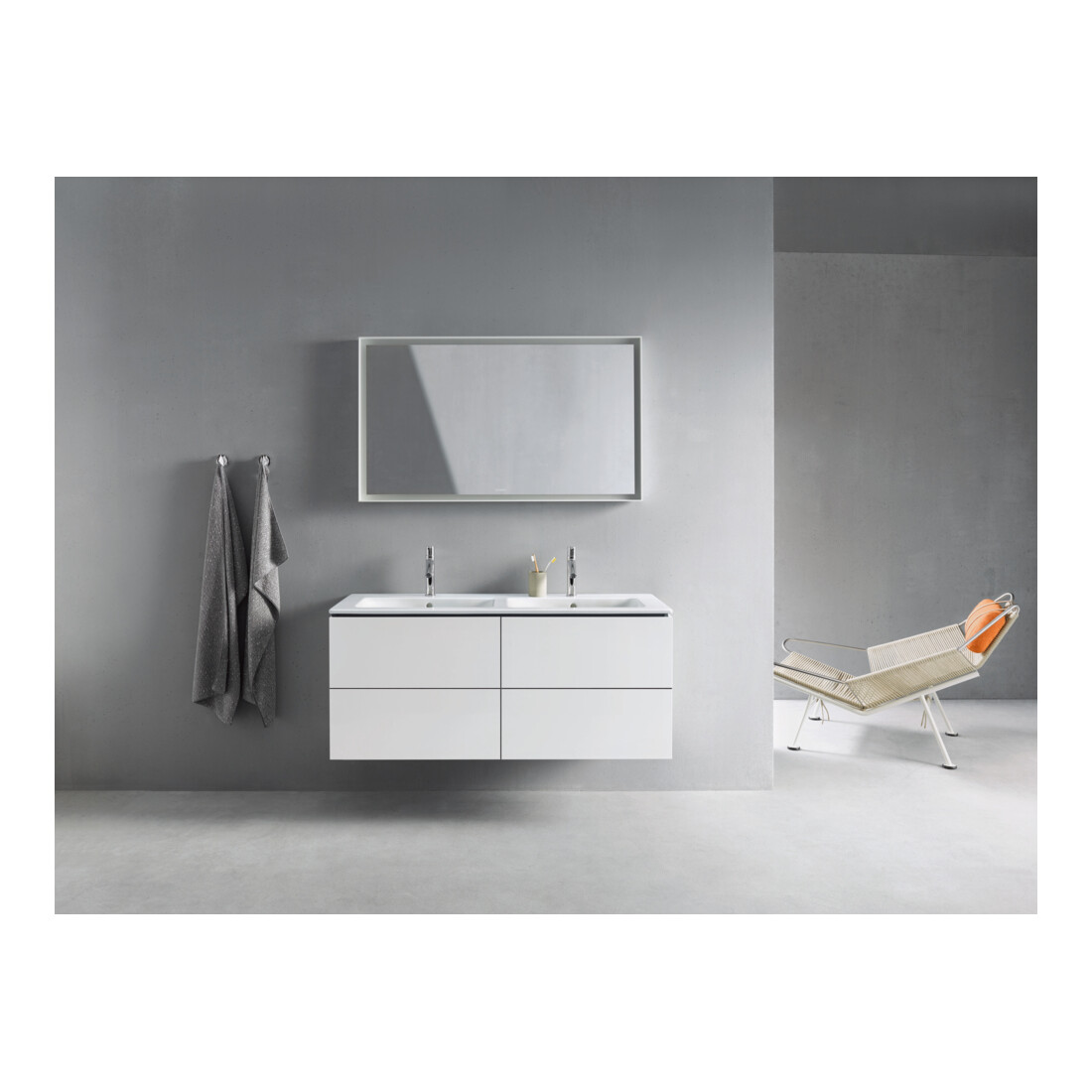 Duravit Meuble sous-lavabo L-Cube 129x48,1x55cm, 4 tiroirs, suspendu, blanc mat