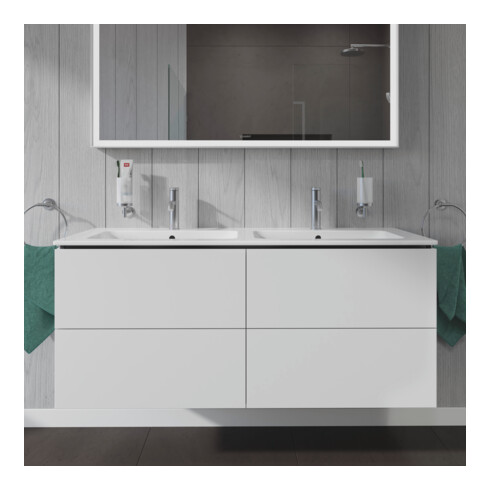 Duravit Meuble sous-lavabo L-Cube 129x48,1x55cm, 4 tiroirs, suspendu, blanc mat