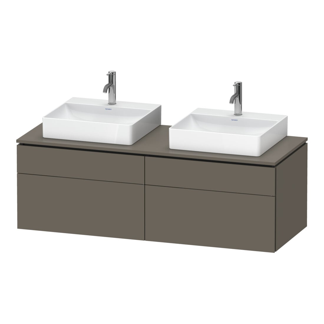 Duravit Meuble sous-lavabo L-Cube 142x55x48,2 cm, 2 tiroirs, gris mat, système d'ouverture soft-close