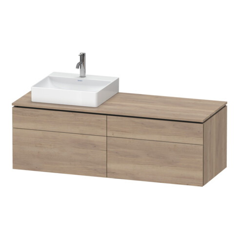 Duravit Meuble sous lavabo L-Cube 142x55x48,2 cm, 2 tiroirs, wd, à gauche, blanc marbré