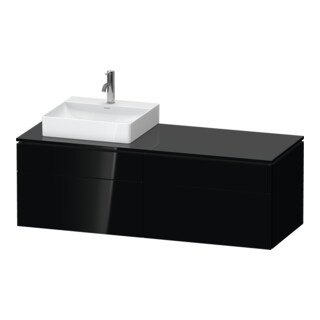 Duravit Meuble sous-lavabo L-Cube 142x55x48,2 cm, 2 tiroirs, wd, à gauche, noir brillant