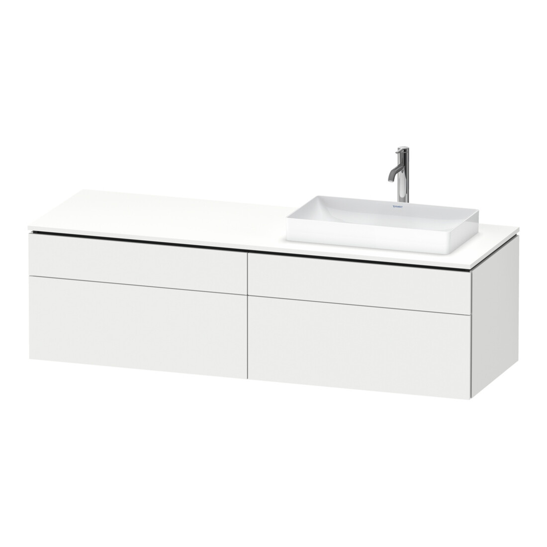 Duravit Meuble sous lavabo L-Cube 162x55x48,2 cm, 2 tiroirs, blanc mat