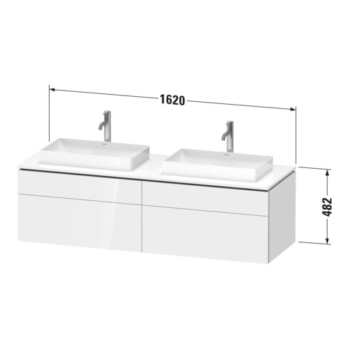 Duravit Meuble sous lavabo L-Cube 162x55x48,2 cm, 2 tiroirs, blanc mat, système d'ouverture k