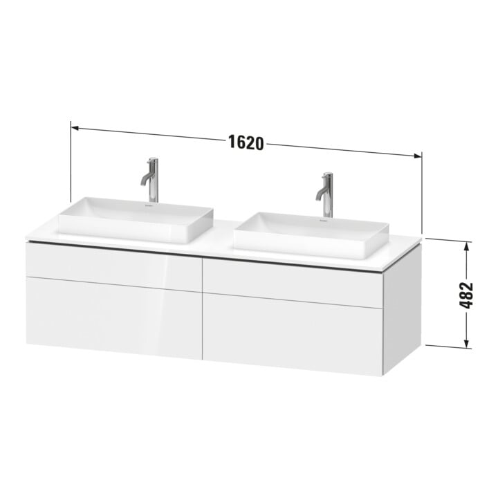 Duravit Meuble sous lavabo L-Cube 162x55x48,2 cm, 2 tiroirs, blanc mat, système d'ouverture k