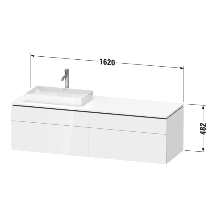 Duravit Meuble sous-lavabo L-Cube 162x55x48,2 cm, 2 tiroirs, wd, AS gauche, bas. ma