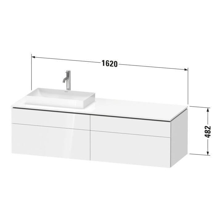 Duravit Meuble sous-lavabo L-Cube 162x55x48,2 cm, 2 tiroirs, wd, AS gauche, blanc brillant