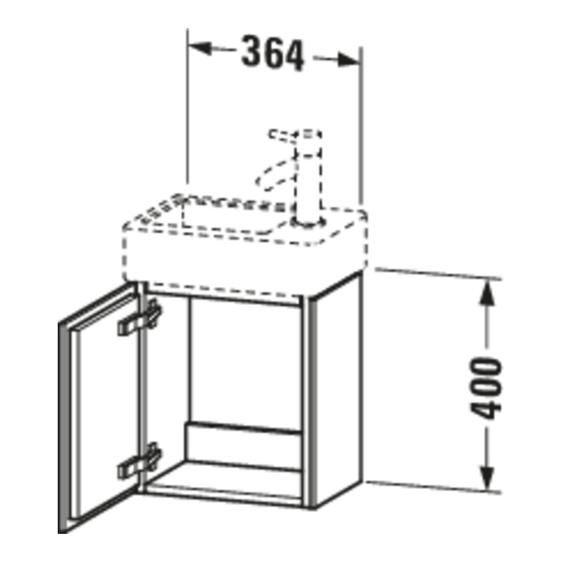 Duravit Meuble sous-lavabo L-Cube 36,4x24,1x40 cm, wd, porte gauche, chêne foncé mat
