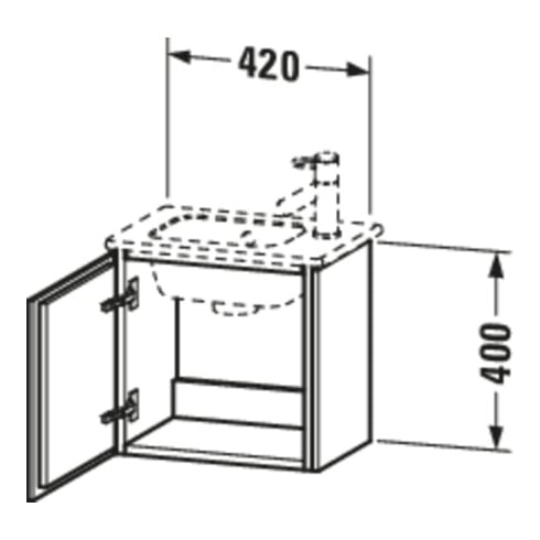 Duravit Meuble sous-lavabo L-Cube 42x29,4x40 cm, suspendu, porte droite, blanc mat