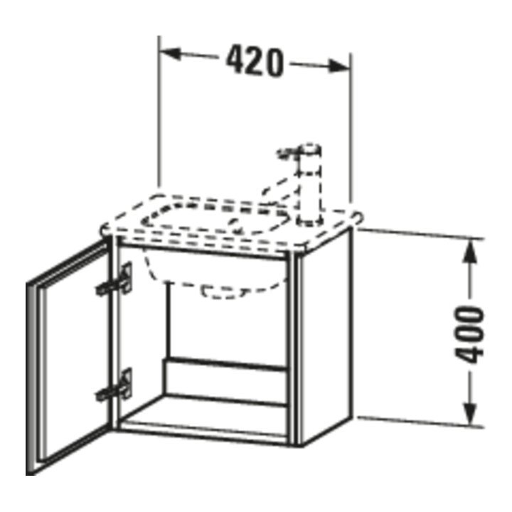 Duravit Meuble sous lavabo L-Cube 42x29,4x40 cm, suspendu, porte droite, chêne médium