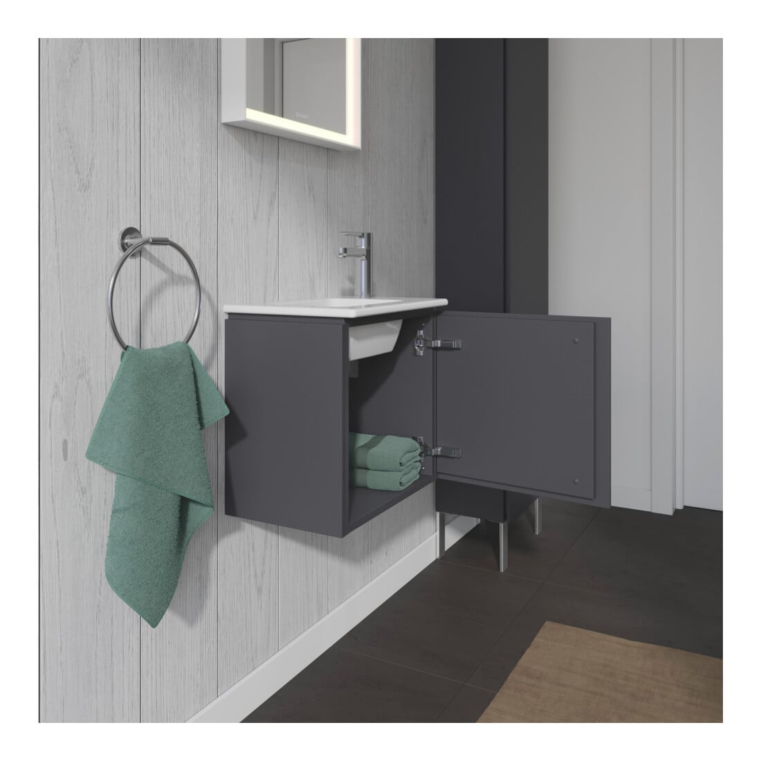 Duravit Meuble sous lavabo L-Cube 42x29,4x40 cm, suspendu, porte droite, graphite mat